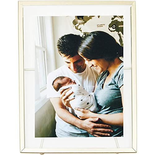 Juvale Gold Frame Floating Glass Picture Frames - 8-Pack 5x7-Inch, Gold Finish, Iron & Glass - Tabletop Home Decor & Pressed Flower Display
