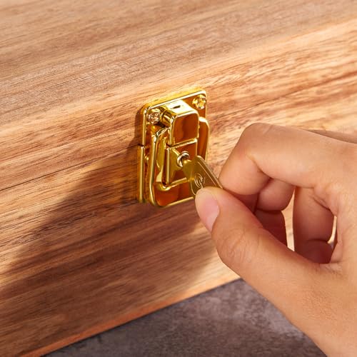 Acacia Wood Keepsake Box - Lockable Memory Box with Keys, Large Storage Box with Hinged Lid for Photos Jewelry Letters Mementos, Rustic Wooden Treasure Chest for Wedding Birthday Graduation