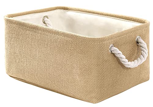 Decorative Basket Rectangular Fabric Storage Bin Organizer Basket with Handles for Clothes Storage (Beige, Medium-1Pack,13.8L*9.8W*6.7H) - color: Beige, size: Medium -13.8Lx9.8Wx6.7H