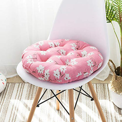 vctops Bohemian Soft Round Chair Pad Garden Patio Home Kitchen Office Seat Cushion Flower Pink Diameter 16" - color: Flower Pink, style: Diameter 16 Inch