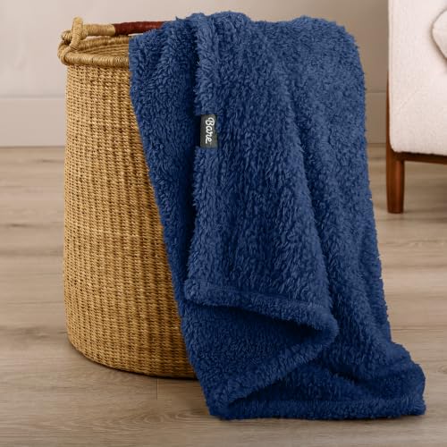 Bare Home Faux Shearling Blanket (Full/Queen, Solid Dark Blue) | Blanket for Bed, Sofa, Couch, Camping, Travel, and Gifts, Warm & Lightweight, Fluffy & Soft - color: 05 - Solid Dark Blue, size: Full/Queen
