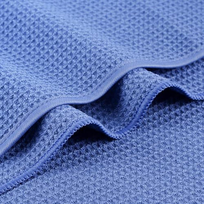 MICROFI Waffle Weave Bath Towel Set, Microfiber, 4 Pieces (Body/Hair/Hand/Face), Quick Dry, Lightweight, Super Absorbent, Lint Free, 380 GSM (Dark Blue) - color: Dark Blue