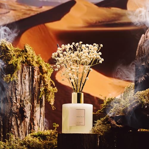 Reed Diffuser - Moroccan Amber 6.7 Fl.oz Reed Diffuser Set with Sticks & Preserved Baby's Breath, Reed Diffuser for Home Bathroom Shelf Decor - size: 6.7 Ounce/1pack