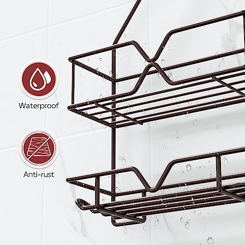 TreeLen Shower Caddy over Shower Head Hanging Bathroom Caddy for Bathroom Organizer 4 Hooks Shampoo Holder-Bronze - color: Bronze
