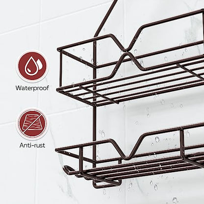 TreeLen Shower Caddy over Shower Head Hanging Bathroom Caddy for Bathroom Organizer 4 Hooks Shampoo Holder-Bronze - color: Bronze