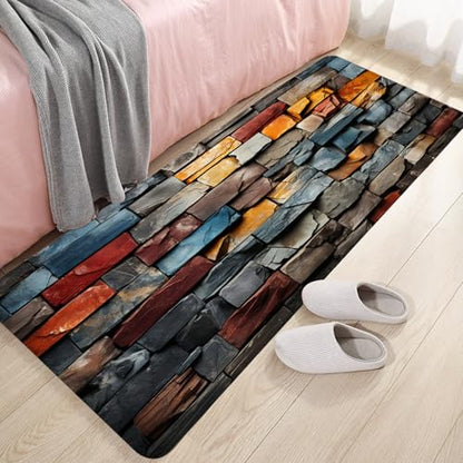 Non-Skid Low Pile Sponge Foam Door Entry Rug for Bathroom Mat,Separate Tub Shower Skid Proof Rugs, Home 3D Optical Illusion Rug Non Slip Bath Mats Welcome Mat 47 x 17.5 inches - color: Multi15