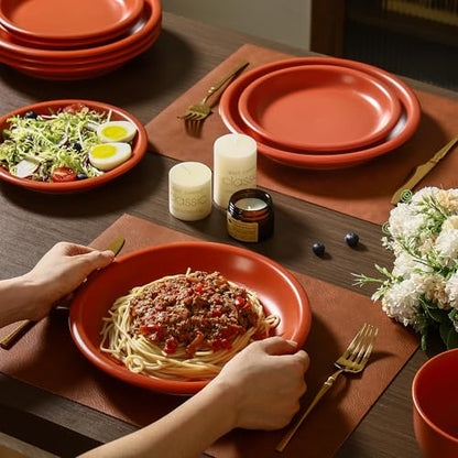 GZG 10.25-Inch Ceramic Dinner Plates, Terracotta Blush, Set of 4 | Rustic Matte Glaze, Terracotta Stoneware, For Main Course & Everyday Meals, Microwave & Dishwasher Safe - color: Terracotta Blush, size: 4 pcs Dinner Plate Set