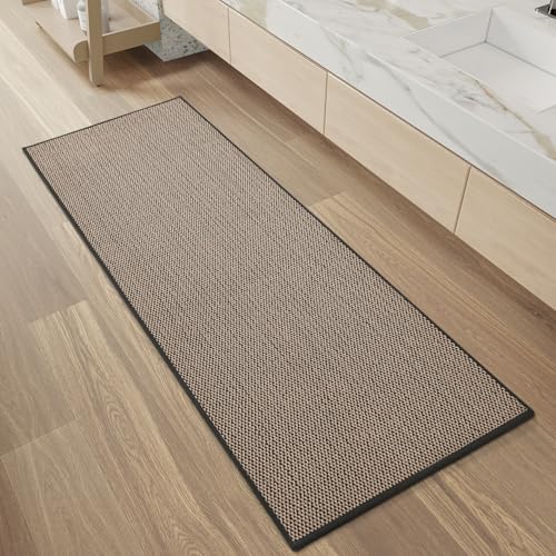 PADOOR Non-Slip Bath-Mats, Rubber-Backing Braided Absorbent Mats, Machine Washable Thin Bath Rugs Fit Under Door, Quick Dry for Bathroom Floor, 24x47 Black - color: Black, size: 24''x47'' Rectangular