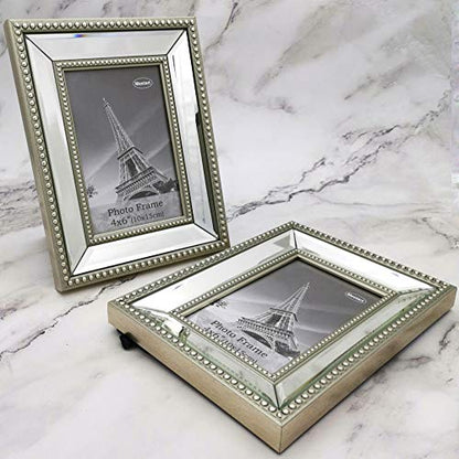 Meetart 4x6 2 Pack Mirror Photo Frames Sets for Wall Pictures Decor or Table Stand - size: 4x6 2 Pack