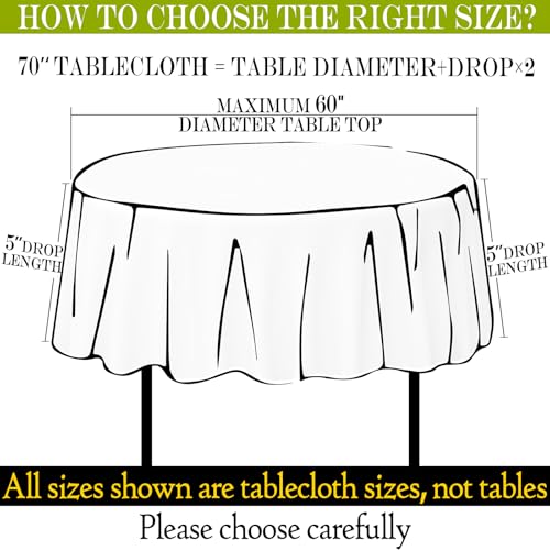 BYDOLL Table Cloth 70 Inch Round Tablecloth Fits Max60 Inch Diameter Table Top,Green Polyester Washable Wrinkle-Free Spillproof Tablecloth for Party Patio Cover - color: Green, size: 70" x 70" (Round-Fits Tables 46''-58'')