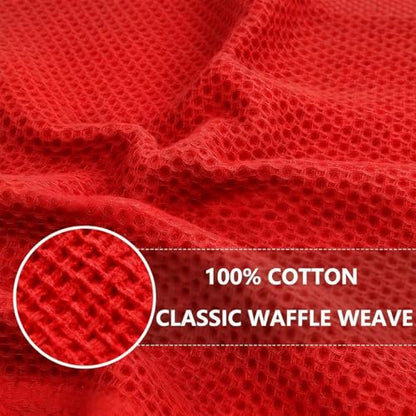 100% Cotton Waffle Weave Kitchen Dish Cloths, 6 Pack Ultra Soft Absorbent, Quick Drying Dish Towels, 12x12 Inches, Dish Rags for Drying Dishes & Daily Kitchen Use (Red) - color: Red