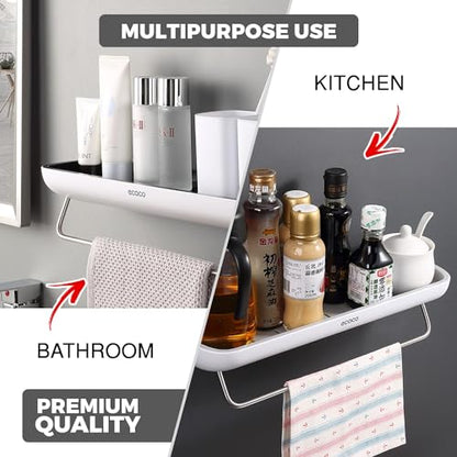 Wall-Mounted Black Shower Caddy – No-Drill Rust-Resistant Bathroom Organizer with Strong Adhesive for Shampoo, Soap & Toiletries – Space-Saving Bathroom Storage Solution - color: White / Black