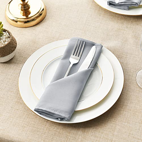 Silver Grey Cloth Napkins Set of 6, 18 x 18 Inch, Washable Dinner Napkins with Hemmed Edges for Restaurant, Wedding and Holiday - color: Silver, size: 18" x 18" (Set of 6)