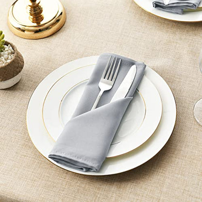 Silver Grey Cloth Napkins Set of 6, 18 x 18 Inch, Washable Dinner Napkins with Hemmed Edges for Restaurant, Wedding and Holiday - color: Silver, size: 18" x 18" (Set of 6)