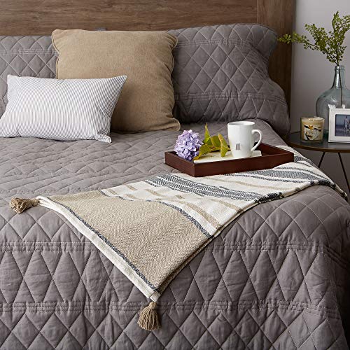 DII New Traditional, 2-Tone Chevron Stripe Throw, 50x60, Stone - color: Stone