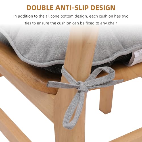 RACE LEAF Indoor Chair Cushions 4 Pack, Tufted Memory Foam Dining Room Chair Pads with Ties and Non-Slip Backing, Kitchen Seat Cushions 15.5" X 15.5" Light Gray - color: Light Gray
