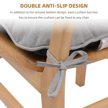 RACE LEAF Indoor Chair Cushions 4 Pack, Tufted Memory Foam Dining Room Chair Pads with Ties and Non-Slip Backing, Kitchen Seat Cushions 15.5" X 15.5" Light Gray - color: Light Gray
