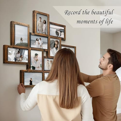 Jerry & Maggie - Photo Frame 24x24 Square Storm Eye PVC Picture Frame Selfie Gallery Collage Wall Hanging for 6x4 Photo - 12 Photo Sockets - Wall Mounting Design (Gold Rusted) - color: Golden