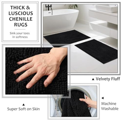 XLHOMO Matte Black Bathroom Sets with Shower Curtain and Rugs, 8-Piece Resin Bathroom Accessories Sets Complete, Soap Dispenser, Toothbrush Holder, Tumbler, Tray & Apothecary Jars Bathroom Essentials - color: Black, size: Resin Bath Set Complete