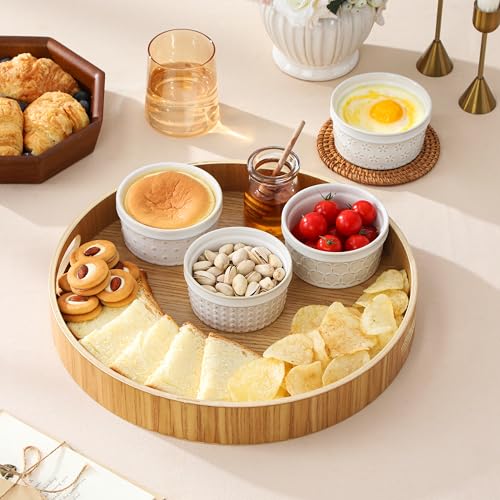 MALACASA 6 oz Ceramic Ramekins Set of 4, Creme Brulee Souffle Oven Safe | Small Ceramic Ramekins Oven Safe for Dipping Sauce, Custard, Arctic White - size: 6 oz