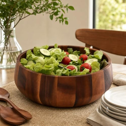 Arthur Court Modern Round Acacia Wood Serving Bowl for Fruits and Salads 4.5" H x 11" Diameter - size: 4.5 inch Tall x 11 Diameter
