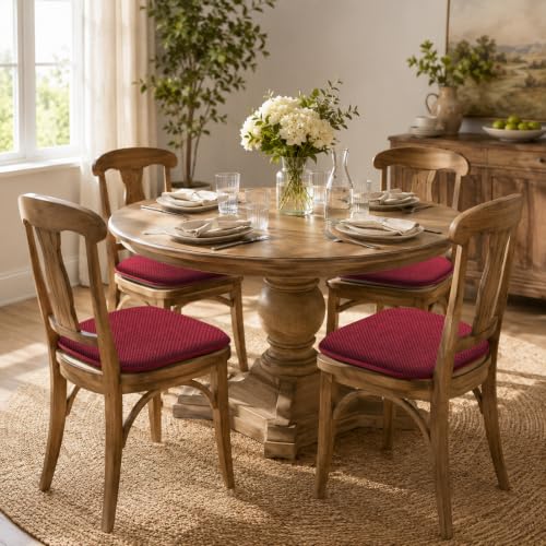 Kitchen Chair Cushions for Dining Chairs Red Non-Slip Seat Pads | 17x15 U Shaped Outdoor Patio Chair Cushions Washable Soft Thick Memory Foam Large Office Metal Wooden Chair Pads - color: Burgundy Red