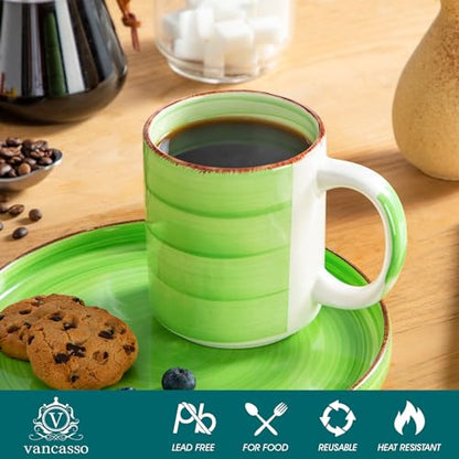 vancasso Bonita Ceramic Coffee Mug Set of 6,16 Oz Coffee Cups with Large Handle for Tea,Latte,Cappuccino,Milk,Cocoa,Dishwasher&Microwave Safe(Color) - color: Color