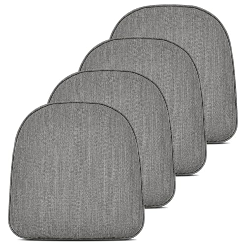 baibu Set of 4 Memory Foam Dual-Layer Design Metal Dining Chair Pads Bar Stool Cushion with Ties for Metal Chairs or Bar Stools - 4 Cushions Only (Grey, 14x14x1.5in) - color: Grey, size: 14x14x1.5 Inch (Pack of 4)