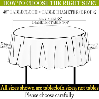 BYDOLL Table Cloth 48 Inch Round Tablecloth Fits Max38 Inch Diameter Table Top,Red Polyester Washable Wrinkle-Free Spillproof Tablecloth for Party Patio Cover - color: Red, size: 48" x 48" (Round-Fits Tables 24''-36'')