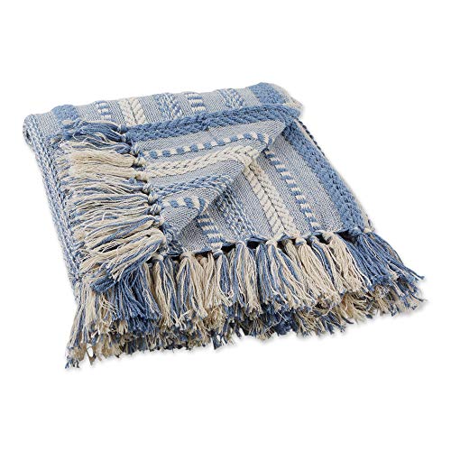 DII Braided Striped Decorative Throw Blanket, 50x60, Stonewash Blue - color: Stonewash Blue, size: 50x60"