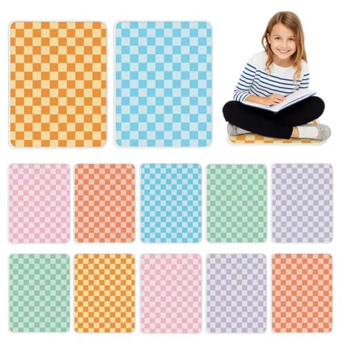 12Pcs Square Classroom Carpet Cushion,Sitting Floor Seats Back to School Floor Mat with Anti-Slip Particles Suitable for classrooms Schools kindergartens Home Family Learning and Discussion Room - color: Check
