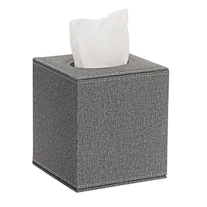 Sumnacon Square Linen Tissue Box Cover - Stylish Cube Tissue Box Holder with Magnetic Bottom, Decorative Tissue Box for Vanity Toilet Dresser Night Stand Table Countertop Home Office Car, Grey | Stylish Cube Tissue Box Covers Decorative Tissue Box for Van