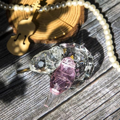 3.3'' Crystal Bird Figurine Collectible Art Glass Animal Gifts for Women | K9 Crystal,Bird Decor For Home,Glass Paperweight,Christmas Anniversary Wedding Party Decoration,Jewelry Organizer,Ring Holder - style: Double Birds