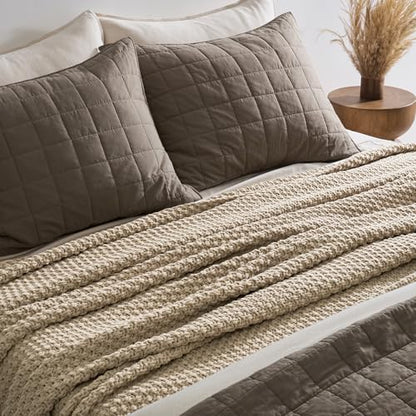 EVERGRACEHOME Chunky Chenille Knit Throw Blanket, 108x92, Sand Dune | Sculpted Moss Stitch, Chic Modern Farmhouse, All-Season Warmth, OEKO-TEX® Certified, Oversized King for Couch, Bed, Sofa - color: Sand Dune, size: 108" X 92"