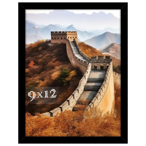 9x12 Picture Frame, Photo Frame for Wall Mounting Display, Black | Fits 9x12 Photos and Artwork, Clear Shatterproof Cover, Horizontal or Vertical Wall Mount, Gallery Wall, 1 Pack - color: Black, size: 9x12