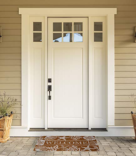 DII Natural Coir Doormat Outdoor Welcome Mat, 17x29, Seashells - color: Seashells