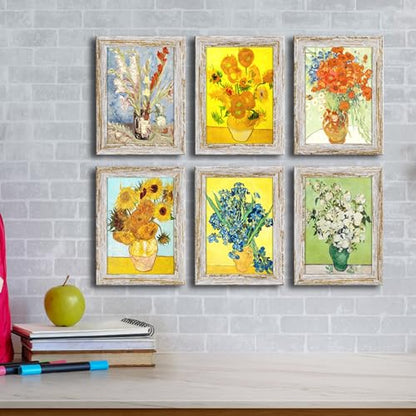 Rustic Distressed Retro Style White Photo Frame 5x7 Picture Frame Set of 6 with Real Glass for Pictures 4x6 with Mat or 5x7 Without Mat, Wall Gallery or Tabletop display - size: 5x7(set of 6)