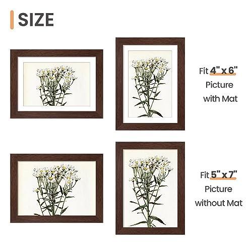 upsimples 5x7 Picture Frame Set of 10, Display Pictures 4x6 with Mat or 5x7 Without, Multi Photo Frames Collage for Wall or Tabletop Display, Brown | Small Frame Fit 4x6 and 5 x 7 Photos, Wall or Tabletop Display, For Gallery Hallway Living Room, For Chri