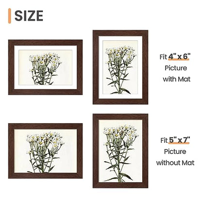 upsimples 5x7 Picture Frame Set of 10, Display Pictures 4x6 with Mat or 5x7 Without, Multi Photo Frames Collage for Wall or Tabletop Display, Brown | Small Frame Fit 4x6 and 5 x 7 Photos, Wall or Tabletop Display, For Gallery Hallway Living Room, For Chri