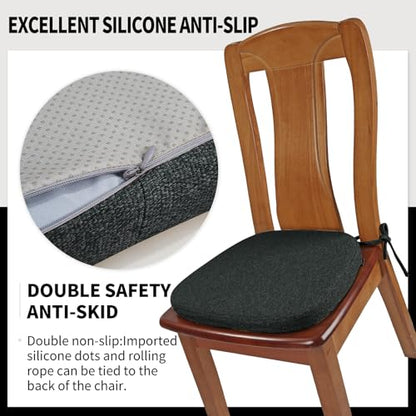 SINOSSO 1 Pack Memory Foam Chair Cushions for Dining Chair, Friendly Woven Fabric 16" U-Shape Comfortable Kitchen Chair Pad, Removable Slip Resistant Seat Cushion (1 Piece, Black) - color: Black