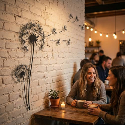 DEKADRON Metal Wall Art, Pusteblume with Flying Seeds, Metal Nature Decor, Patel with Dandelion Wall Hanging, Home Living Room Wall Art (15'' W X 39'' H 40x100cm) - size: 39"L x 15"W