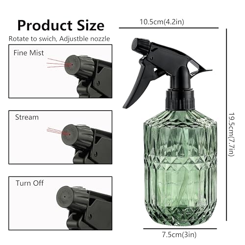 Glass Plant Misters for Inside, 13.5 oz Mister Spray Bottle for Plants, Spring Gardening, Cleaning, Hair, Pets Care with Adjustable Nozzle