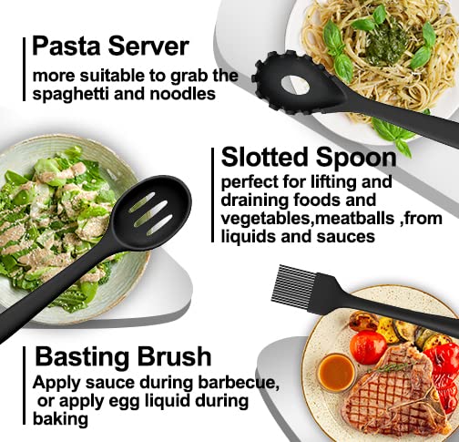 43 Pcs AIKKIL Kitchen Utensils Set, Heat Resistant Silicone Cooking Kitchen Utensils Set with Holder, Spoon, Spatula, Kitchen Gadgets Tools Set For Nonstick Cookware, Dishwasher(BPA Free, Black) - color: Black