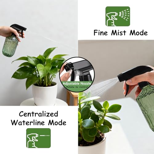 YYTSGG Glass Plant Mister Bottle, 15oz, Army Green, Adjustable Mist Nozzle | Refillable Water Spray Bottle for Indoor Flowers, Outdoor Gardening, Cleaning, Hair and Pets Care - color: Army Green