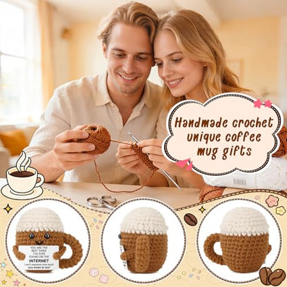 Xinezaa Crochet Coffee Anniversary Birthday Gifts for Boyfriend Girlfriend | Christmas Romantic Gifts for Wife Husband Couples Who Met Online, Coffee Lovers Long Distance Love, Valentines I Love You - style: Internet
