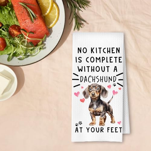 Dachshund Funny Dog Kitchen Towels for Bathroom- Wiener Waffle Weave Hand Towels,A Kitchen is Not Complete Without A Dachshund Dish Towel,Dog Lovers Gift,16×24 Inch - color: Dachshund at Your Feet