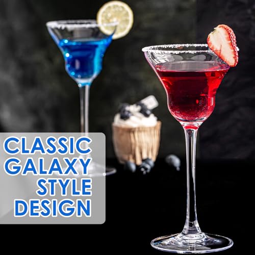 Vintage Art Deco Coupe Glasses, Set of 6 Ribbed Coupe Cocktail Glasses, 5.5 oz Classic Martini Glasses, Elegant Hand Blown Manhattan Goblet for Bar, Martini, Cosmopolitan, Gimlet, Pisco Sour - style: Trumpet Shaped