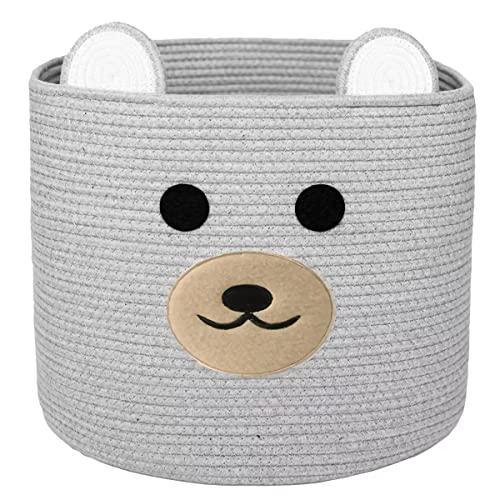 Bear Laundry Baskets Laundry Hamper Storage Baskets with Handles,Decorative Basket for Living room,Woven Storage Basket for Toys Bin Pillows Blankets Clothes (Grey) - color: Grey