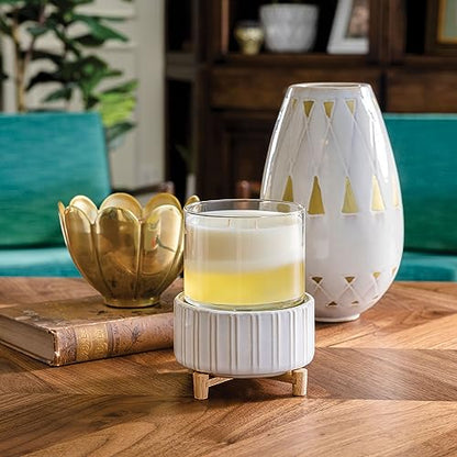 Candle Warmers ETC 2-in-1 Candle and Fragrance Warmer for Warming Scented Candles or Wax Melts and Tarts with to Freshen Room, Ceramic and Wood - style: Ceramic and Wood
