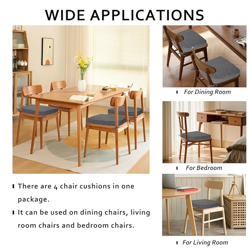 ELFJOY Non-Slip Chair Cushions for Dining Chairs Dark Grey 16.7"x16" | 4 Pack, with Ties and Washable Cover, U Shape, Breathable Fabric, for Kitchen Dining Office Folding Chairs，Comfortable - color: Dark Grey